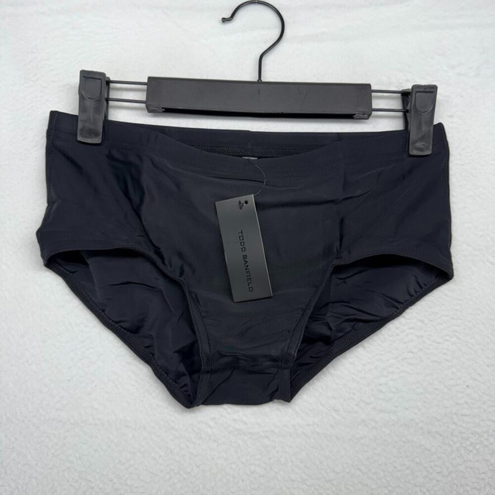 Todd Sanfield Swim Trunk Men's Small Black Solid Swimsuit Minimal NEW